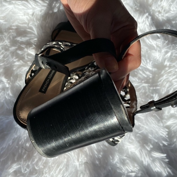 French Connection black and white woven block heel slingback heels size 7.5 - Picture 4 of 6